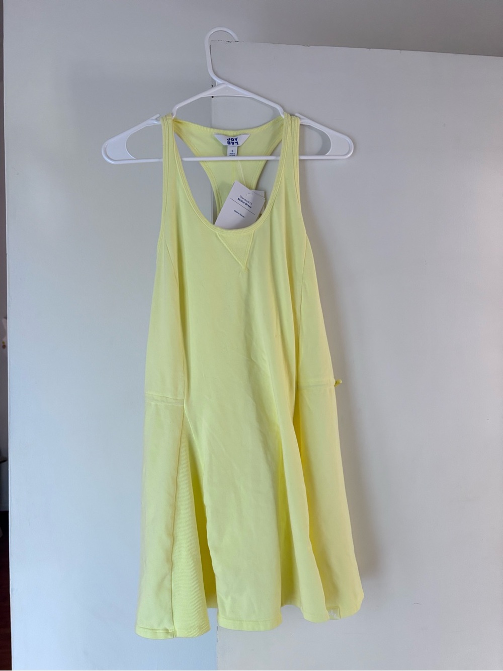 JoyLab Yellow Racerback Drawstring Skater Dress Size Small - Picture 2 of 2